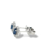 14K White Gold Sapphire & Diamond Halo Stud Earrings