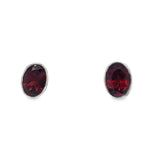 Oval Garnet Stud Earrings