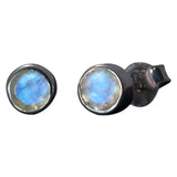 Bezel Set Moonstone Earrings