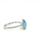 Diamond & Aquamarine Ring in White Gold
