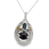 SS &14K Wire Wrapped Star Garnet & Tourmaline Pendant