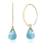 14KY Small Simple Sweep Blue Topaz Earrings