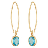 Bezel-Set Blue Topaz Simple Sweep Earrings in Yellow Gold