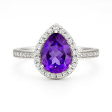Pear Shape Amethyst & Diamond Ring