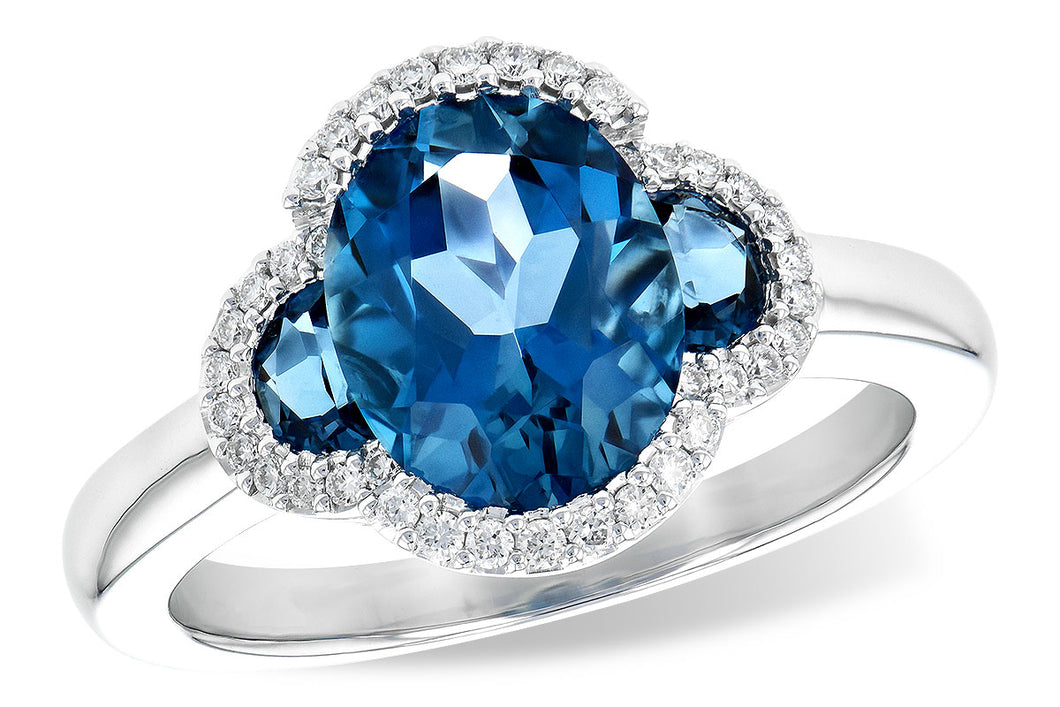 14KW 3.04CT London Blue Topaz & Diamond Ring