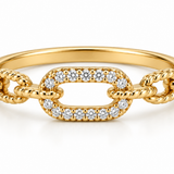 Yellow Gold Diamond Paperclip Link Ring
