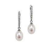 Pearl & CZ Drop Earrings
