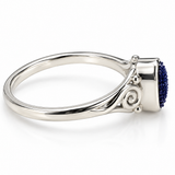 Silver Blue Druzy Ring with Scrollwork Design