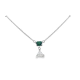 14K White Gold Tsavorite Garnet & Diamond Necklace