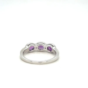 Three Amethyst Ring in White Gold