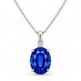 18K White Gold Oval Sapphire & Diamond Pendant