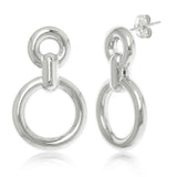 Silver Linked Double Circle Earrings