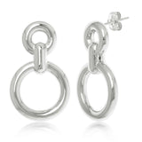 Silver Linked Double Circle Earrings