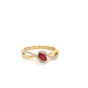 14KY Marquise Shape Ruby & Diamond Ring