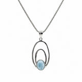 Sterling Silver Larimar Open Oval Pendant