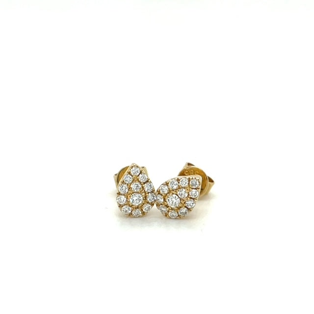 14KY Pear Shape Diamond Cluster Stud Earrings