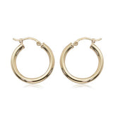 14K Yellow Gold Tube Hoop Earrings