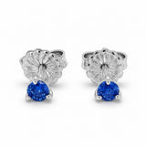 Round Blue Sapphire Stud Earrings