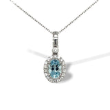 Aquamarine & Diamond Halo Necklace