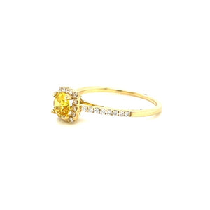 14KY Yellow Sapphire & Diamond Halo Ring