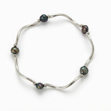 Station bracelet w/ Slver Bar & Silver Grey Pearl