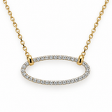 14 Karat Yellow Gold Diamond Pavé Oval Necklace