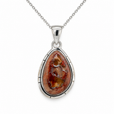 Sterling Silver Pear-Shaped Mexican Fire Opal Pendant