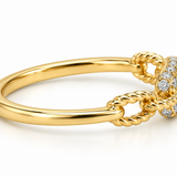 Yellow Gold Diamond Paperclip Link Ring