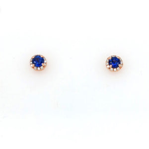 14KR Sapphire & Diamond Halo Stud Earrings