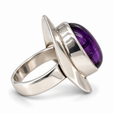 Sterling Silver Oval Amethyst Ring