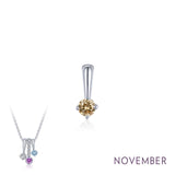 SS Simulated Yellow Topaz Birthstone Pendant