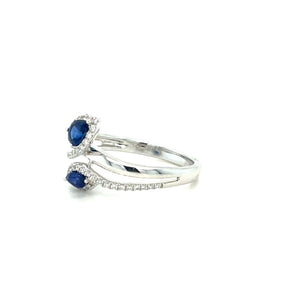 Sapphire & Diamond "Leaf" Bypass Ring