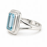 Emerald Cut Blue Topaz Ring
