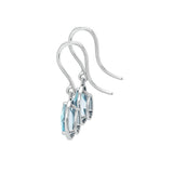 14K White Gold Blue Topaz & Diamond Teardrop Dangle Earrings