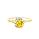 14KY Yellow Sapphire & Diamond Halo Ring