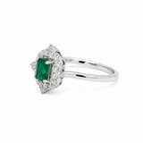 Emerald Cut Emerald & Diamond Ring