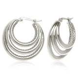 Silver Triple Layered Hoop Earrings
