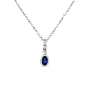 14KW Oval Sapphire & Diamond Pendant