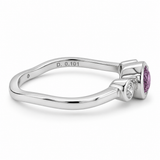 18K White Gold Pink Sapphire & Diamond Three-Stone Ring
