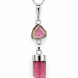 Sterling Silver Pink Watermelon Tourmaline Drop Pendant