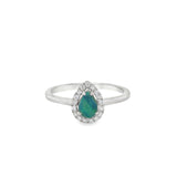 14 Karat White Gold Opal & Diamond Ring