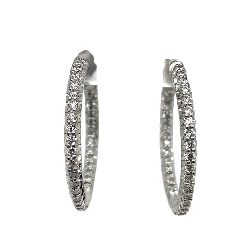 Silver/Palladium Diamond Hoops