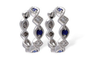Sapphire & Diamond Geometric Hoops