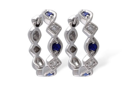 Sapphire & Diamond Geometric Hoops