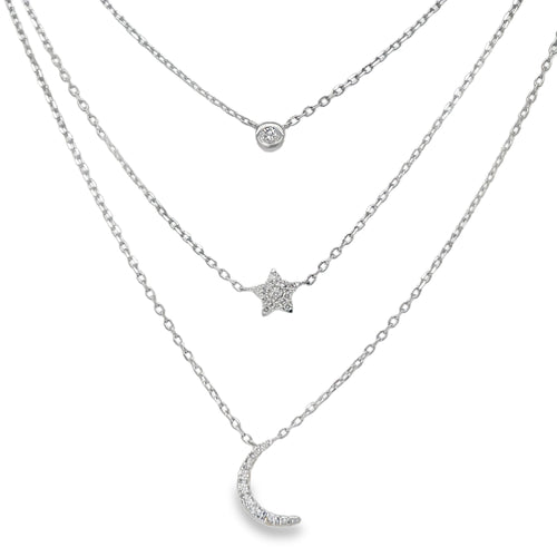 Sun, Moon, Star Diamond Necklace