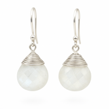 Wire Wrapped Rainbow Moonstone Earrings