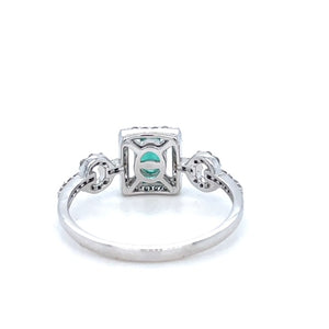 14KW Emerald and Open Diamond Halo Ring