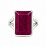 Sterling Silver Ruby Rectangular Ring