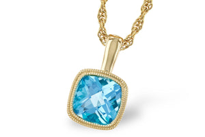 Yellow Gold Blue Topaz Necklace