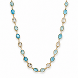 18K Yellow Gold Oval Blue Topaz Necklace